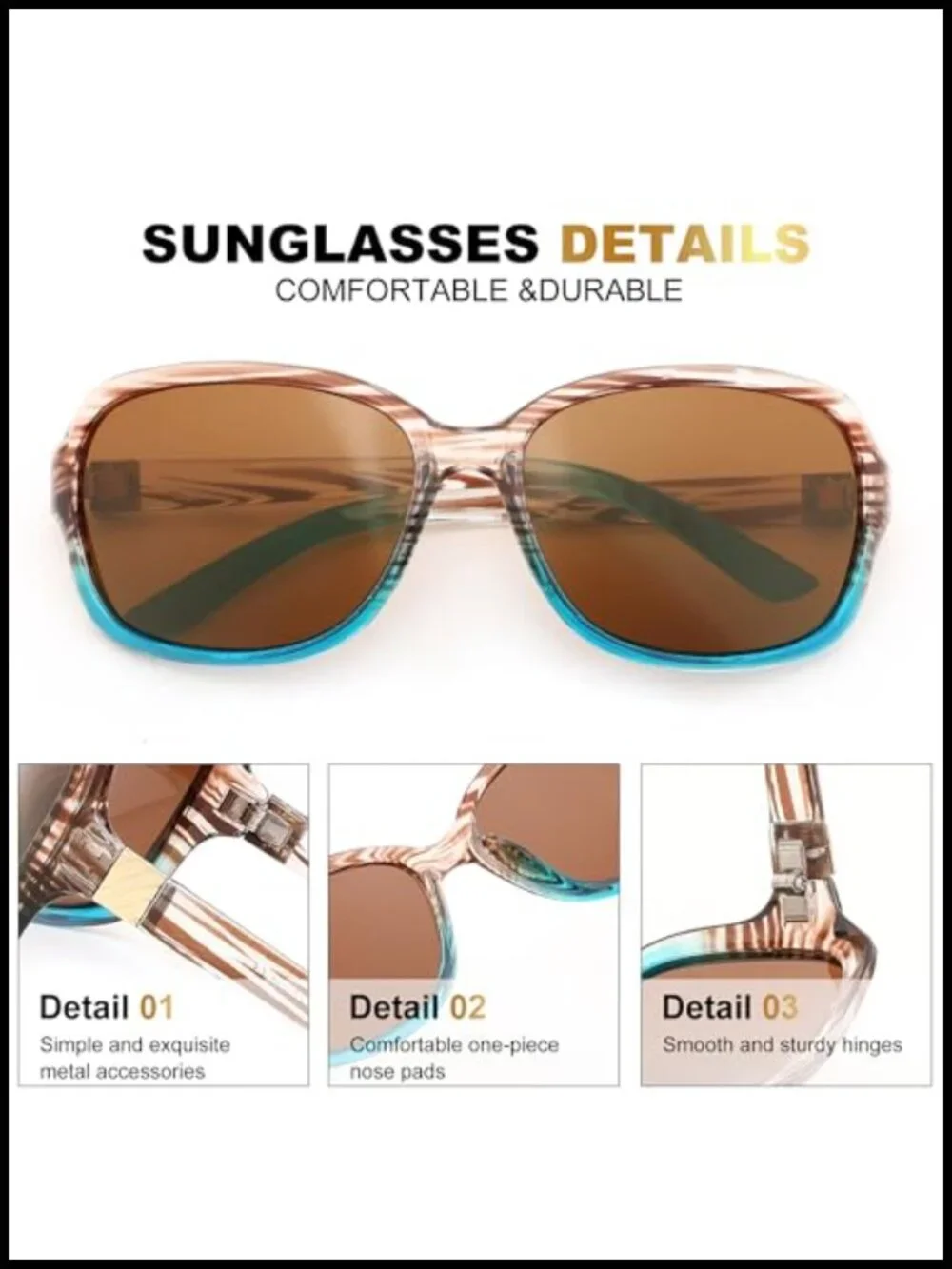 Vintage Square Wraparound Polarized Sunglasses UV400 Protection